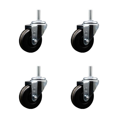 Service Caster 35 Inch Phenolic Wheel Swivel 34 Inch Threaded Stem Caster Set Service Caster SCC-TS20S3514-PHS-34212-4